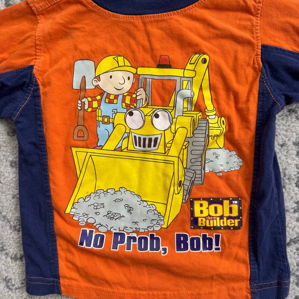 Vtg Y2K Bob the Builder “No Prob Bob” Orange and Navy Long Sleeve Shirt Size 3T - Picture 2 of 7